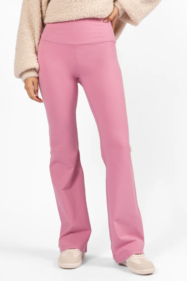 Get Moving Pink Flare Knit Leggings FINAL SALE - Terpint