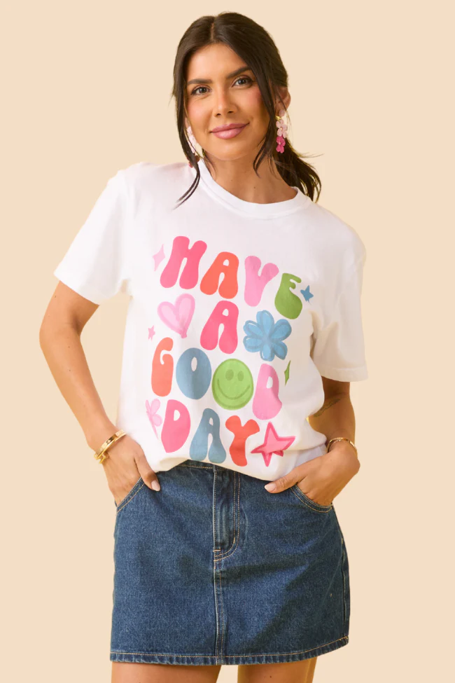 Have A Good Day White Graphic Tee DOORBUSTER - Terpint
