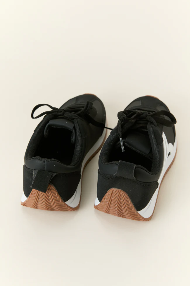 Madeline Black Stripe Sneakers SALE - Terpint