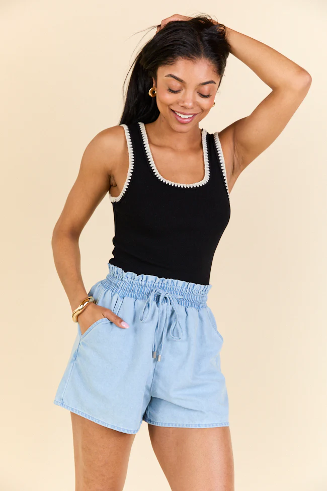 Pretty Please Black Whipstitch Knit Bodysuit - Terpint