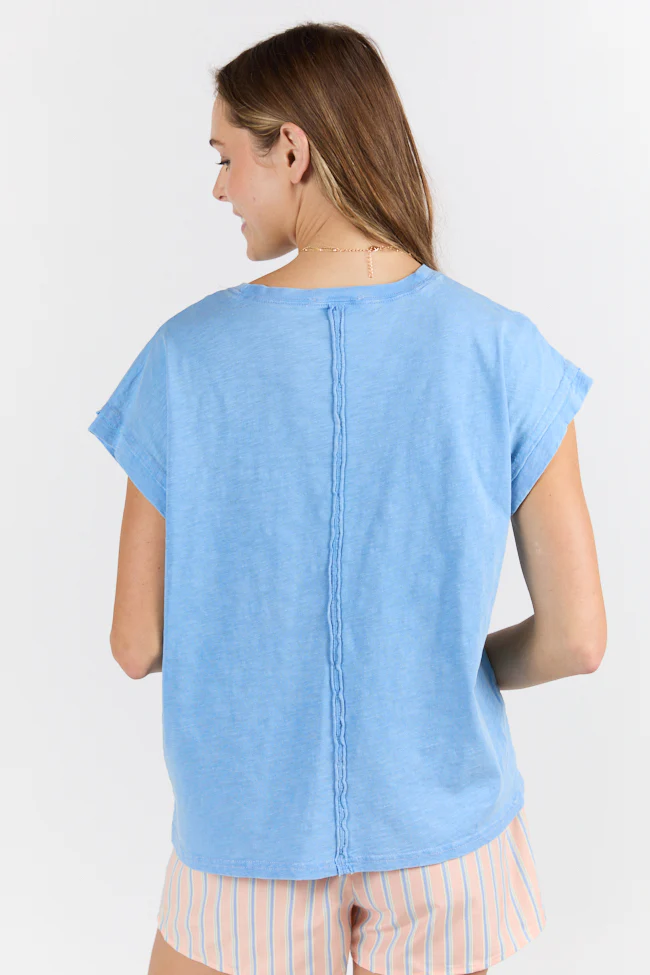 All Washed Up Blue Knit Pocket Tee - Terpint