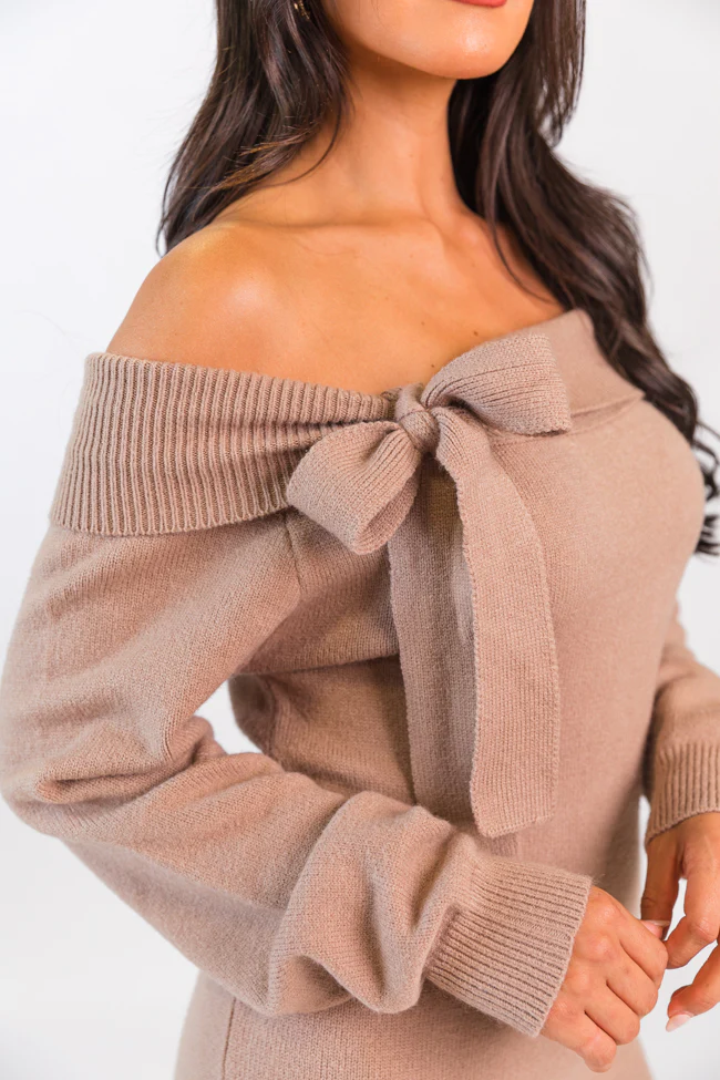 Ribbons and Bows Detail Mushroom Midi Dress FINAL SALE - Terpint