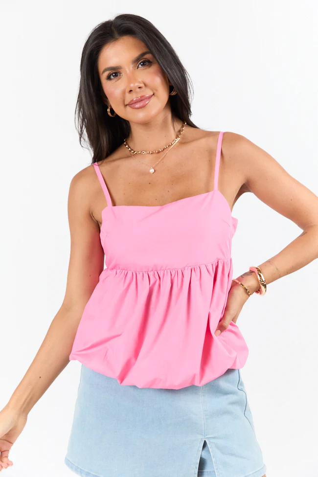 Pinky Promise Pink Bubble Hem Tank - Terpint