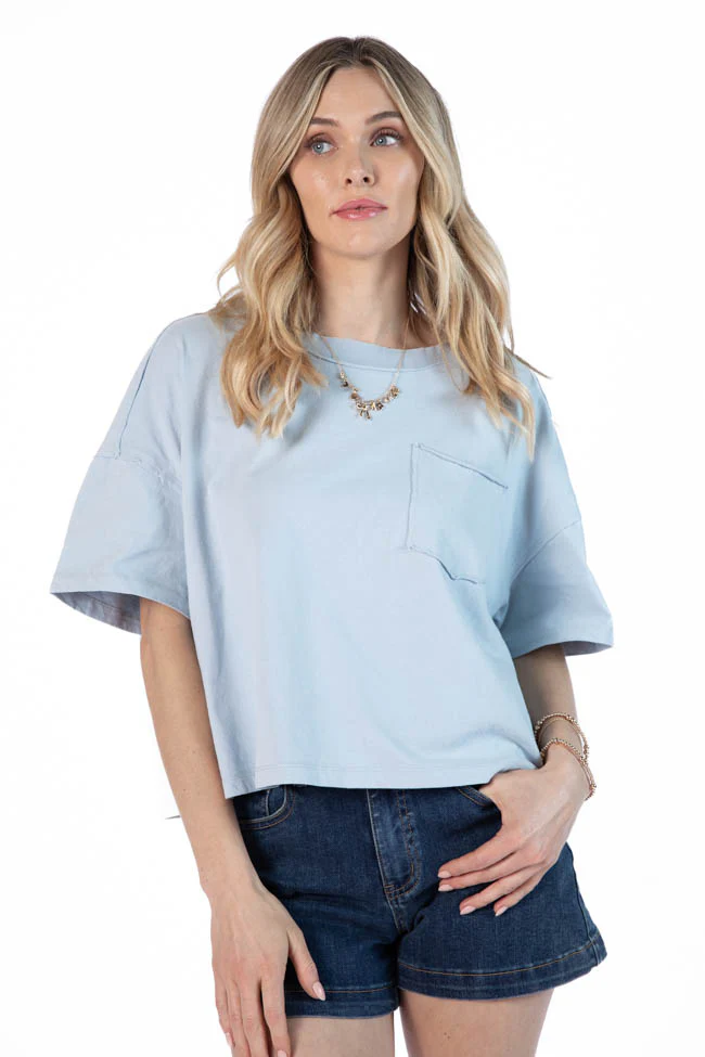 Perfect Staple Blue Soft Knit Pocket Tee FINAL SALE - Terpint