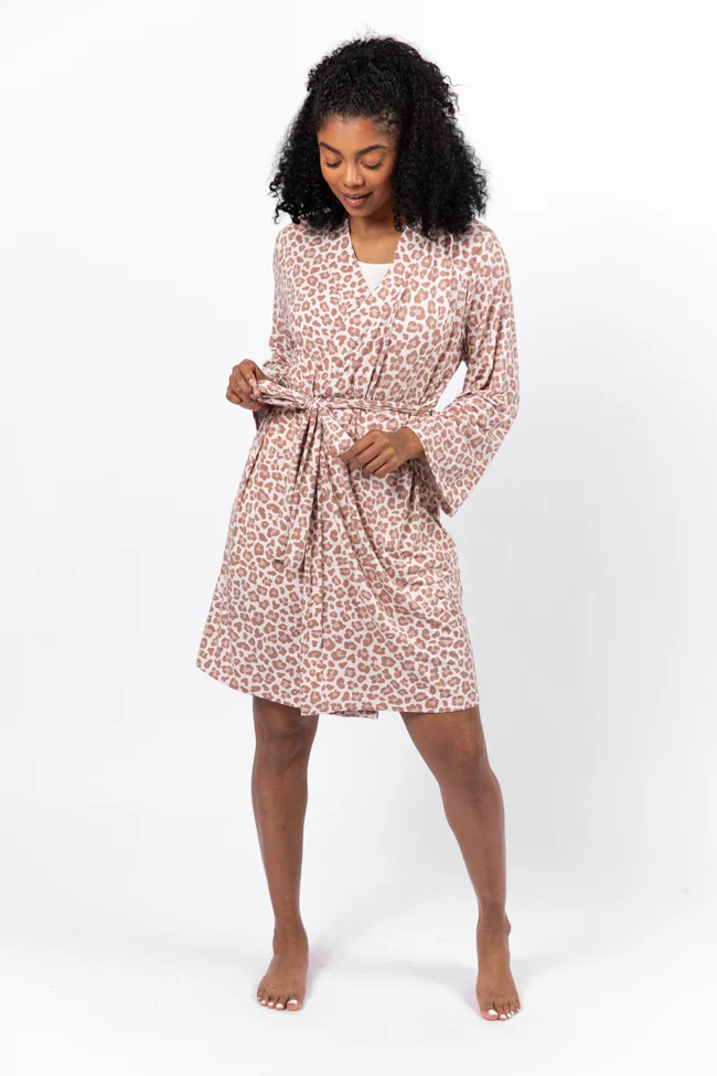In Your Dreams Neutral Leopard Pajama Robe FINAL SALE - Terpint