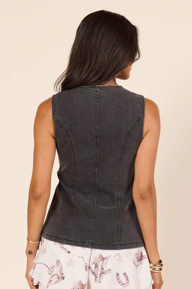 Western Ties Black Bow Denim Vest - Terpint