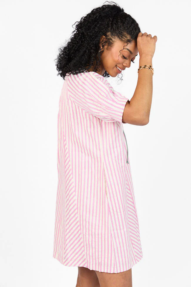 Set Free Pink Striped Panel Mini Dress SALE - Terpint