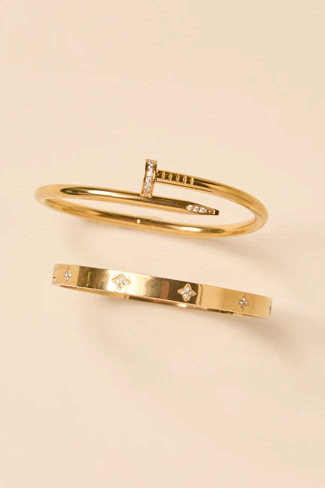 Alexis Gold Nail Bangle Set - Terpint