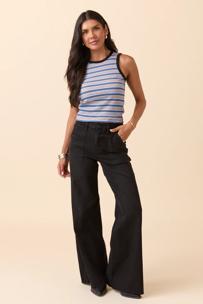 Cora Black Rock High Rise Wide Leg Jeans - Terpint