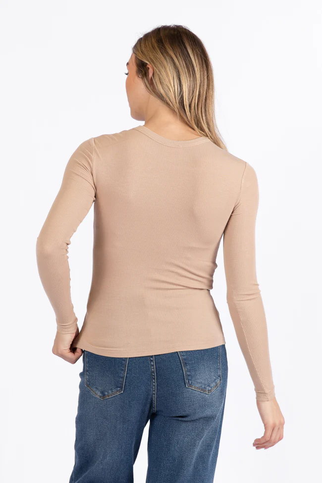 Make Your Choice Tan Ribbed Long Sleeve Tee FINAL SALE - Terpint