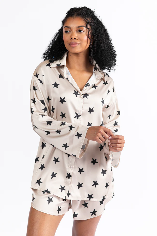 Pajama Party Neutral Stars Pajama Top FINAL SALE - Terpint