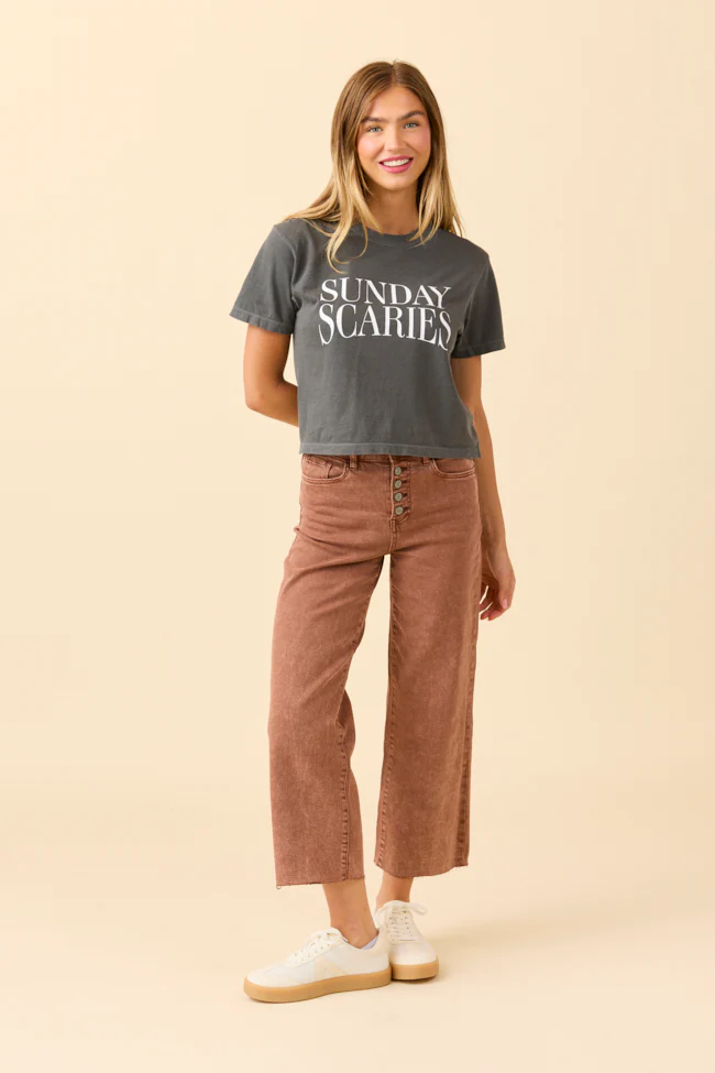 Sunday Scaries Dark Grey Boxy Graphic Tee - Terpint