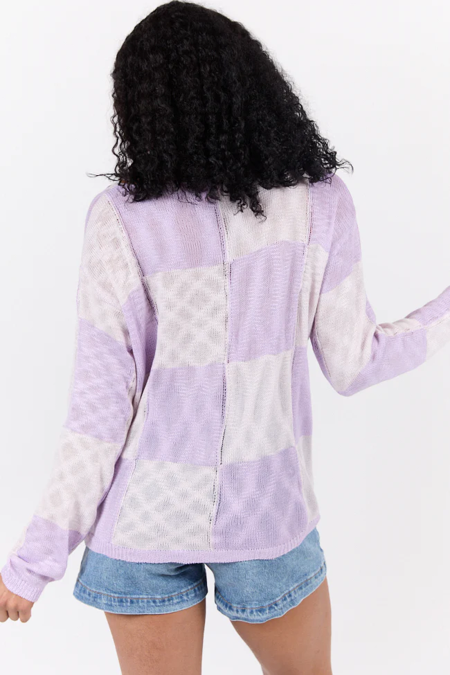 Sunset Key Purple Checkered Sweater FINAL SALE - Terpint