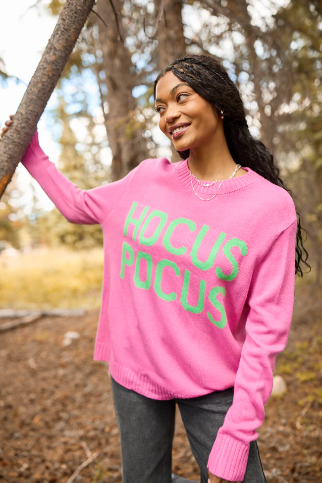 Hocus Pocus Pink And Green Crewneck Sweater - Coming Soon - Terpint