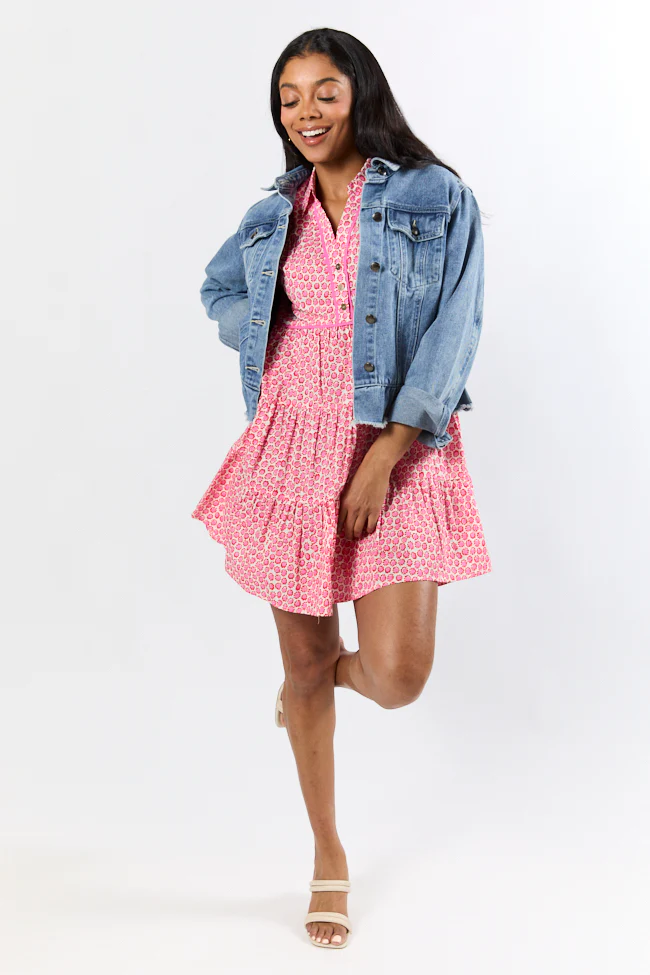More Than Words Red and Pink Block Floral Shirt Dress FINAL SALE - Terpint