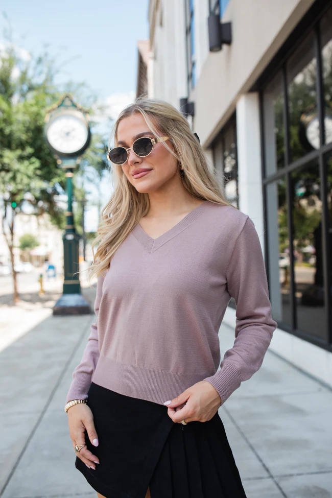 Let's Be Honest Mocha V-Neck Sweater FINAL SALE - Terpint