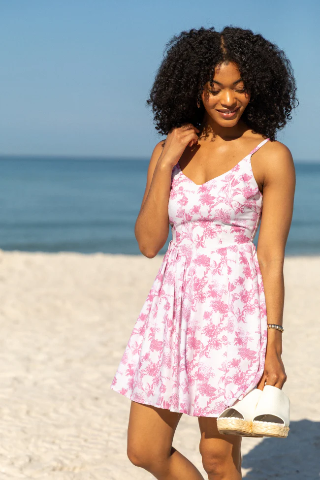 Sweetest Dreams Pink Vintage Floral Mini Dress SALE - Terpint
