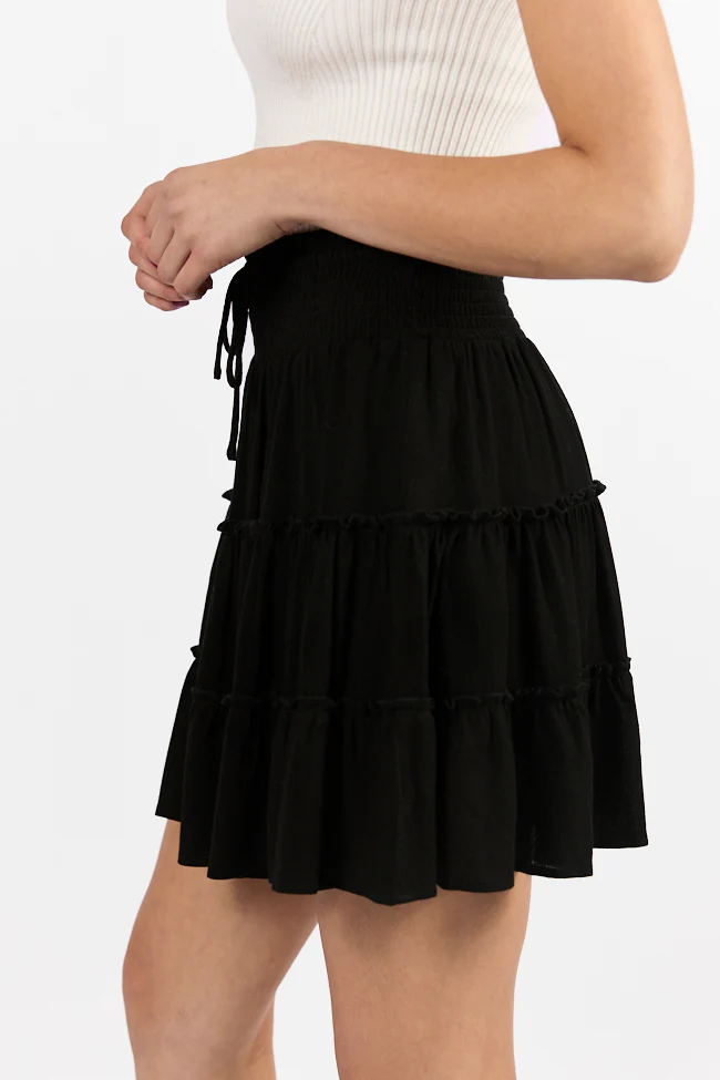 Through The Garden Black Longer Length Solid Mini Skort SALE - Terpint