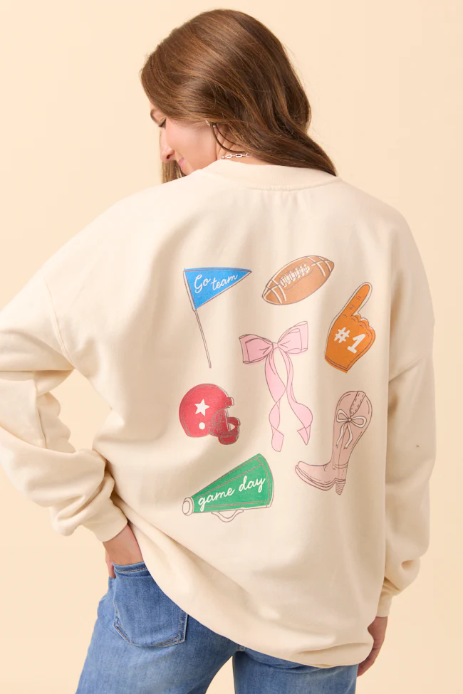 Saturday Tailgate Club Cream Graphic Sweatshirt - Terpint