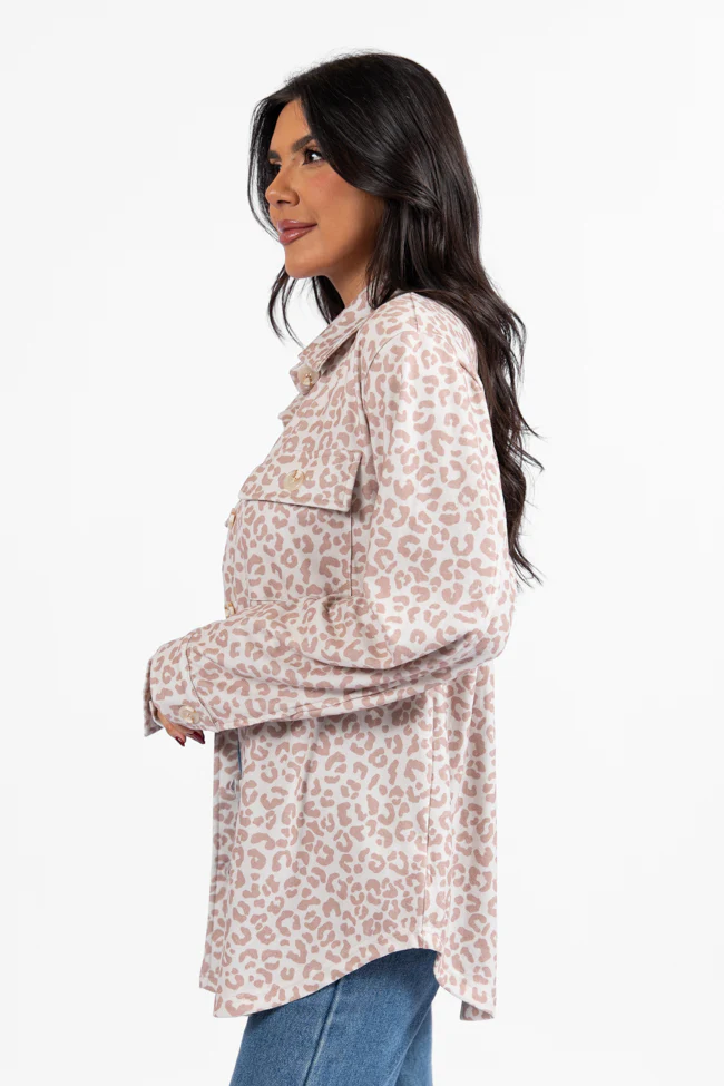 In Those Days Ivory and Beige Leopard Knit Shacket FINAL SALE - Terpint